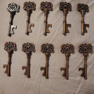 100 Large Wedding Antique Copper Colored Filigree Skeleton Keys Crafting